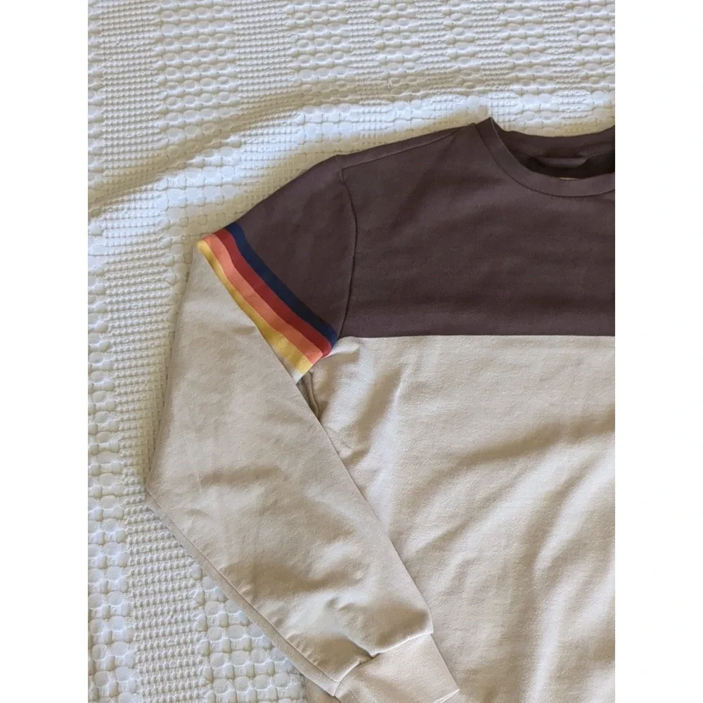 Marine Layer Signature Colorblock Retro Sweater in Brown Sunset Size Small Mens‎